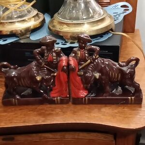 Spanish Bullfighters Antique Bookends from Barcelona Spain.